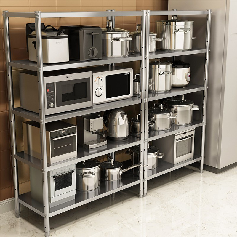 不锈钢厨房置物架多层微波炉置物收纳...