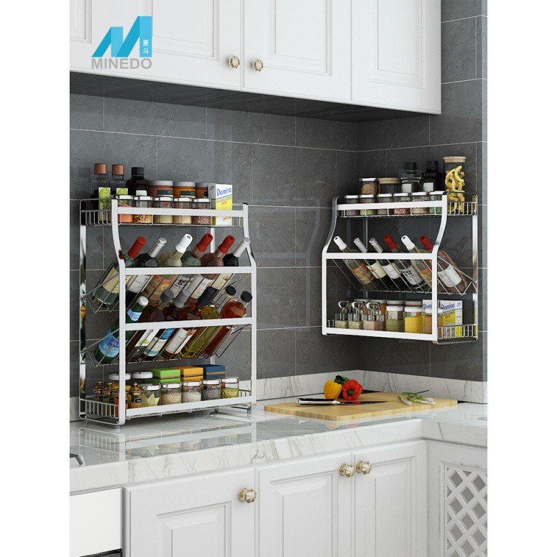 不锈钢厨房调料置物架壁挂斜放式调味...