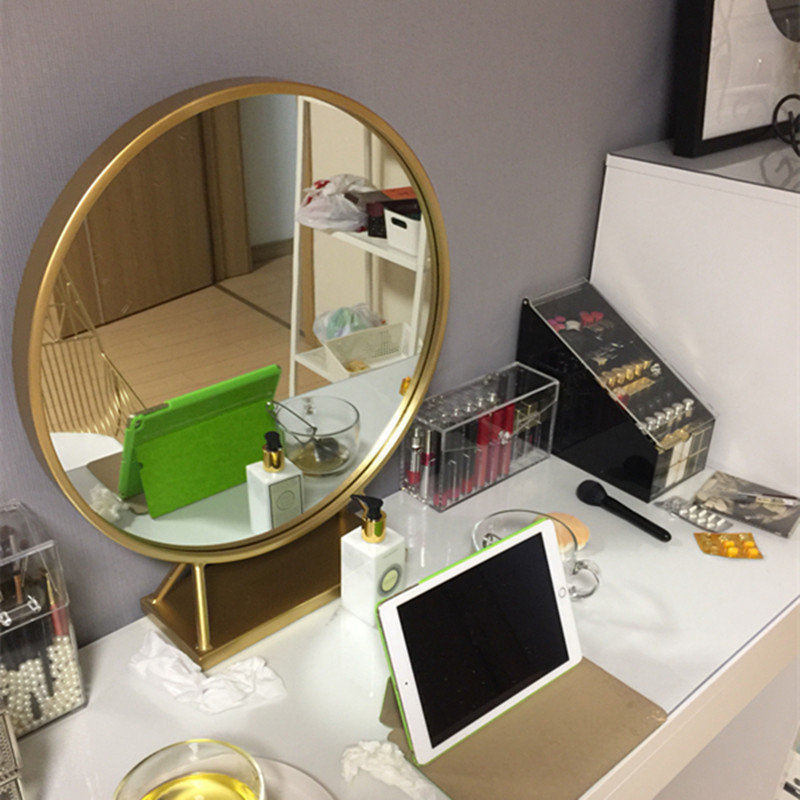 森美人欧式铁艺圆形镜美发店镜子单面...