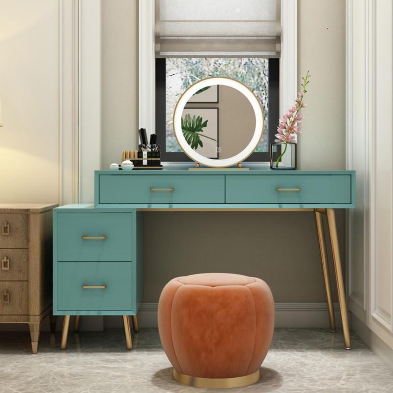 森美人欧式化妆镜金色圆形装饰镜台式...