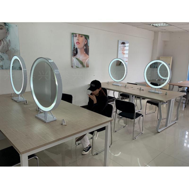 森美人台式带灯D梳妆镜圆发光镜子...