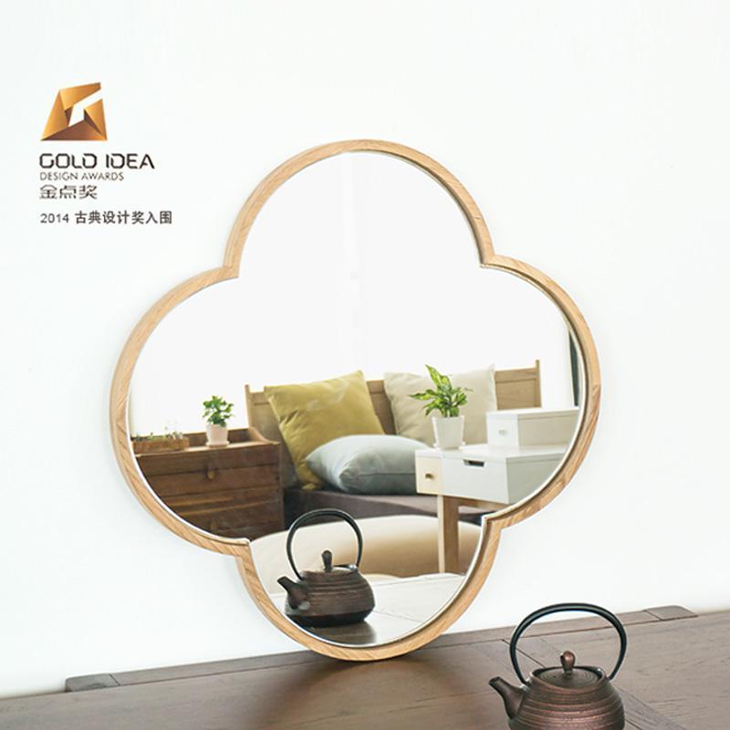 森美人梅花镜现代中式家具实木壁挂梳...