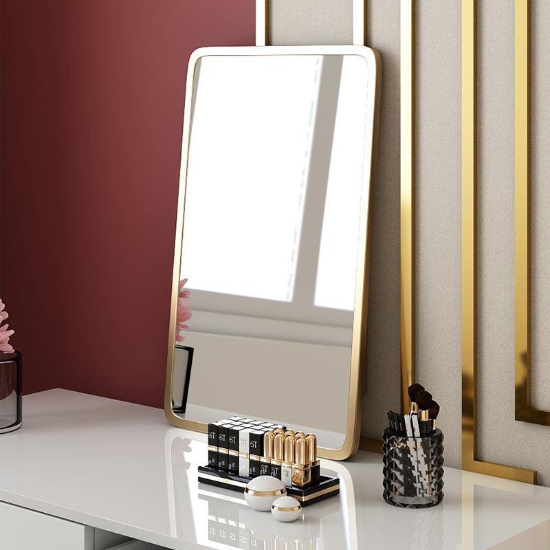 森美人北欧化妆镜金色圆形装饰镜台式...