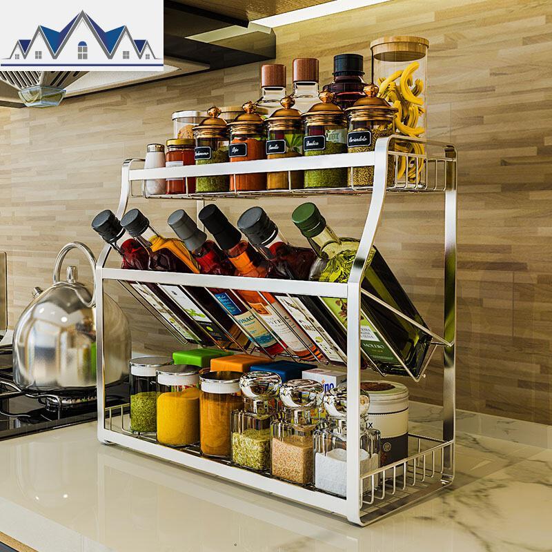 厨房置物架304不锈钢落地三层多功...